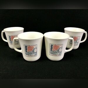 Set of 4 Corning ROSE usa 3-1/2" Coffee Cups Mugs